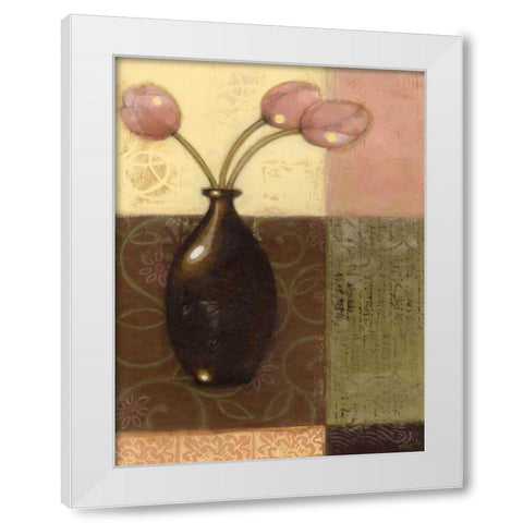 Ebony Vase with Tulips II White Modern Wood Framed Art Print by Wyatt Jr., Norman