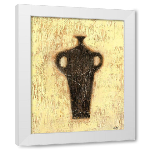 Woodcut Ebony Vase I White Modern Wood Framed Art Print by Wyatt Jr., Norman