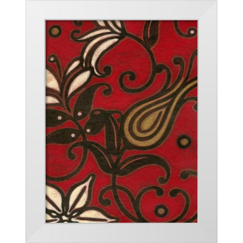 Scarlet Textile I White Modern Wood Framed Art Print by Wyatt Jr., Norman