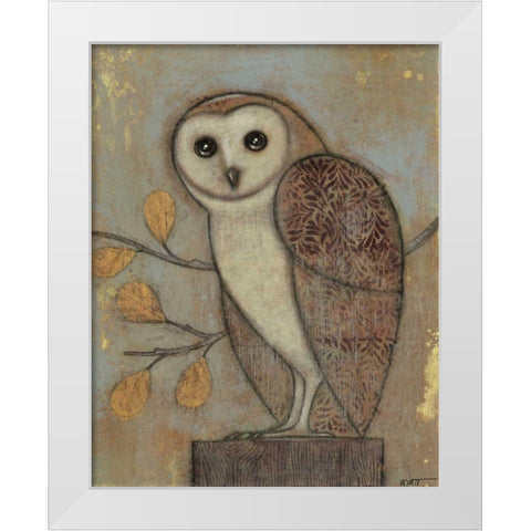 Ornate Owl II White Modern Wood Framed Art Print by Wyatt Jr., Norman