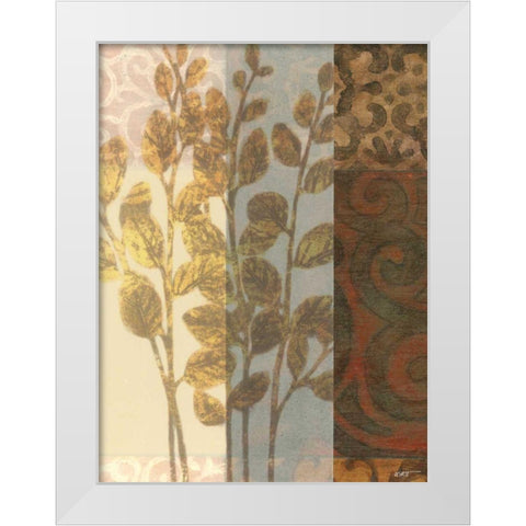 Tapestry with Leaves I White Modern Wood Framed Art Print by Wyatt Jr., Norman