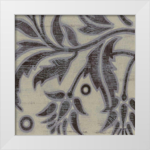 Iris Woodcut I White Modern Wood Framed Art Print by Wyatt Jr., Norman