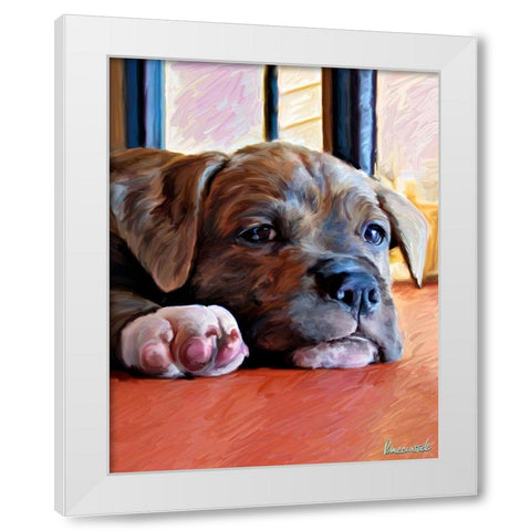 Kratos Baby Pit Bull White Modern Wood Framed Art Print by McClintock, Robert