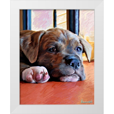 Kratos Baby Pit Bull White Modern Wood Framed Art Print by McClintock, Robert