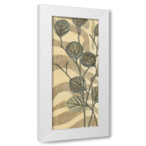 Leaves on Stripes I White Modern Wood Framed Art Print by Wyatt Jr., Norman