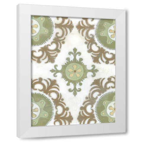 Earth Suzani I White Modern Wood Framed Art Print by Wyatt Jr., Norman