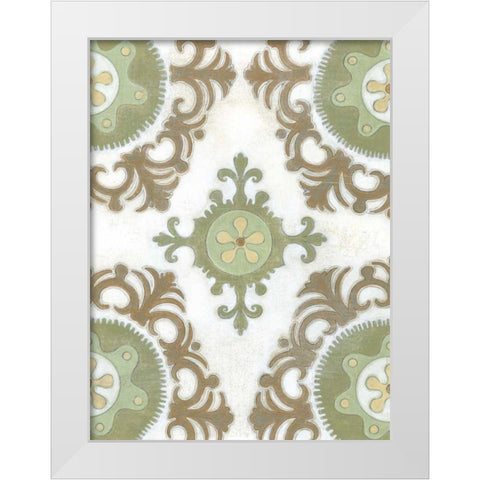 Earth Suzani I White Modern Wood Framed Art Print by Wyatt Jr., Norman