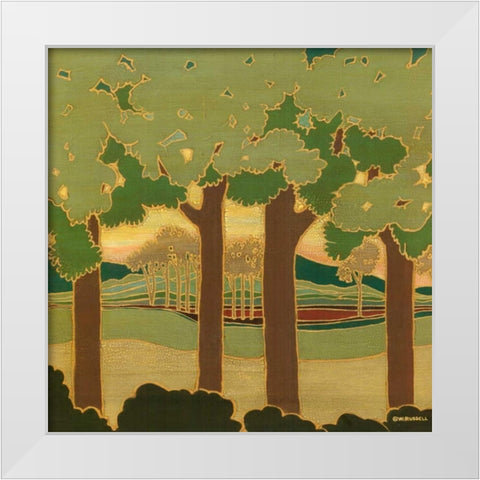 Arts and Crafts Landscape II White Modern Wood Framed Art Print by Russell, Wendy