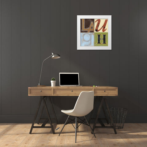 Laugh a Lot White Modern Wood Framed Art Print by Wyatt Jr., Norman