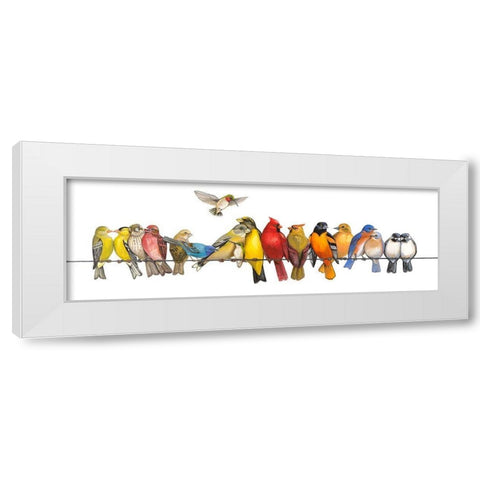 Large Bird Menagerie White Modern Wood Framed Art Print by Russell, Wendy