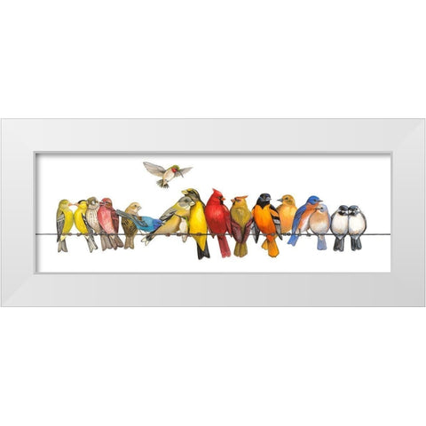 Large Bird Menagerie White Modern Wood Framed Art Print by Russell, Wendy
