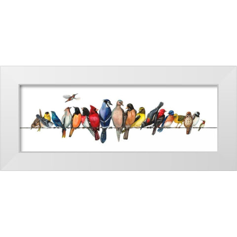 Large Bird Menagerie White Modern Wood Framed Art Print by Russell, Wendy