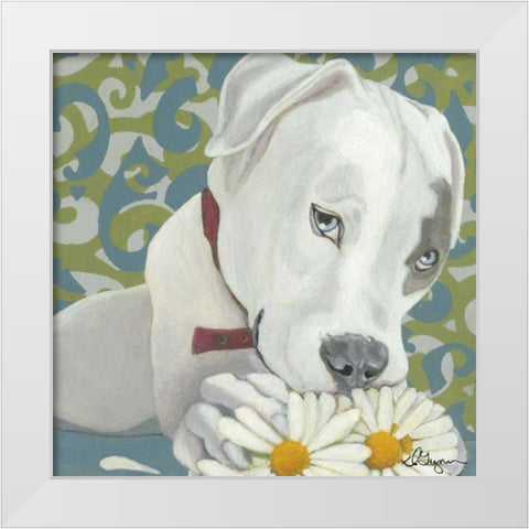 Dlynns Dogs - Patch White Modern Wood Framed Art Print by Roll, Dlynn