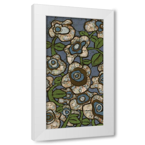 Blue Batik Flowers I White Modern Wood Framed Art Print by Davis, Andrea