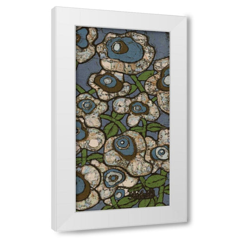 Blue Batik Flowers II White Modern Wood Framed Art Print by Davis, Andrea