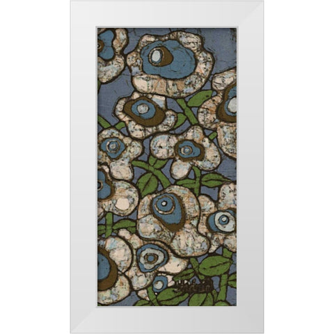 Blue Batik Flowers II White Modern Wood Framed Art Print by Davis, Andrea