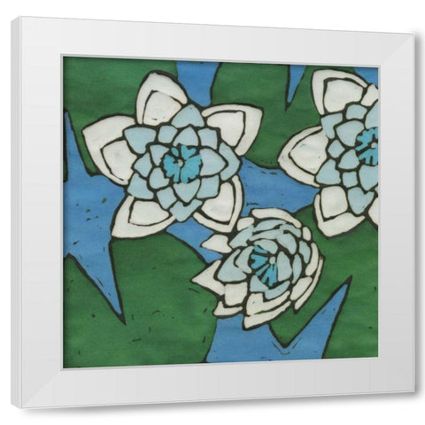 Turquoise Batik Botanical II White Modern Wood Framed Art Print by Davis, Andrea