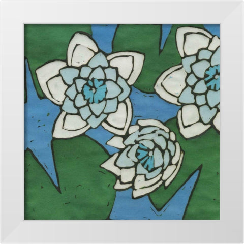 Turquoise Batik Botanical II White Modern Wood Framed Art Print by Davis, Andrea