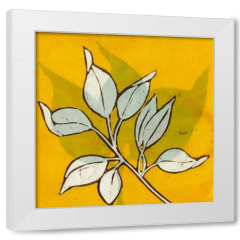 Gold Batik Botanical I White Modern Wood Framed Art Print by Davis, Andrea