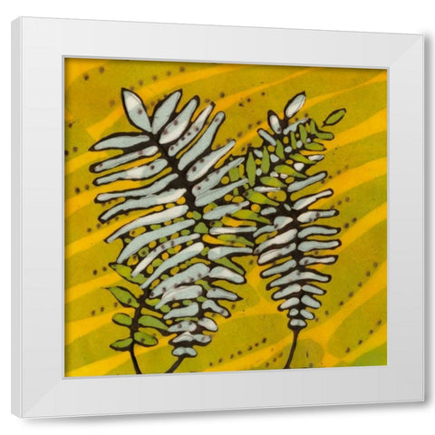 Gold Batik Botanical II White Modern Wood Framed Art Print by Davis, Andrea