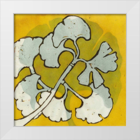 Gold Batik Botanical IV White Modern Wood Framed Art Print by Davis, Andrea