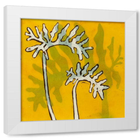 Gold Batik Botanical V White Modern Wood Framed Art Print by Davis, Andrea
