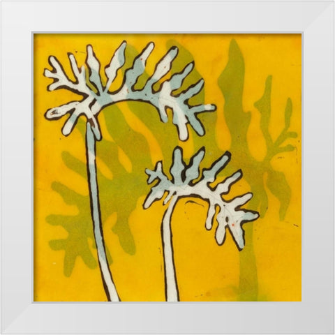 Gold Batik Botanical V White Modern Wood Framed Art Print by Davis, Andrea