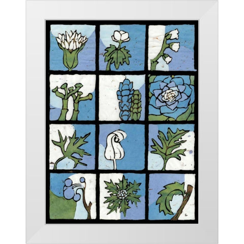 Asure Botanical II 12-Patch White Modern Wood Framed Art Print by Davis, Andrea