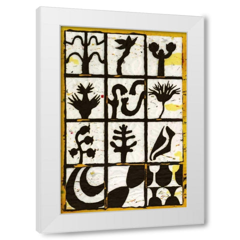 Black Botanical 12-Patch White Modern Wood Framed Art Print by Davis, Andrea