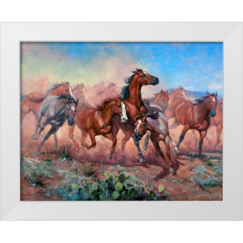 Runnin Thunder White Modern Wood Framed Art Print by Sorenson, Jack