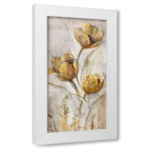 Golden Poppies on Taupe I White Modern Wood Framed Art Print by OToole, Tim