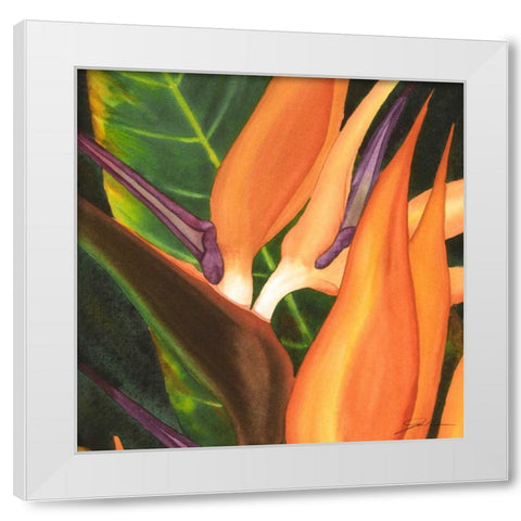 Bird of Paradise Tile I White Modern Wood Framed Art Print by Higby, Jason
