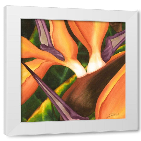 Bird of Paradise Tile II White Modern Wood Framed Art Print by Higby, Jason