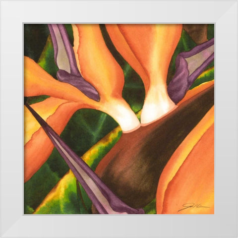 Bird of Paradise Tile II White Modern Wood Framed Art Print by Higby, Jason