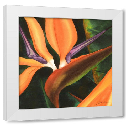 Bird of Paradise Tile IV White Modern Wood Framed Art Print by Higby, Jason