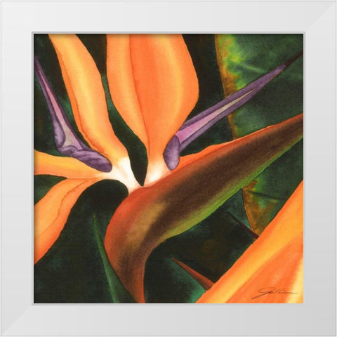 Bird of Paradise Tile IV White Modern Wood Framed Art Print by Higby, Jason