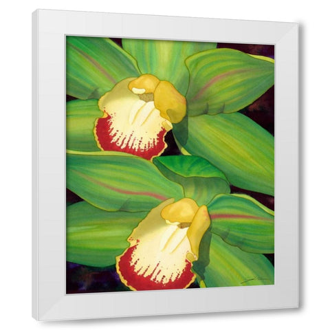 Lime Orchid I White Modern Wood Framed Art Print by Higby, Jason
