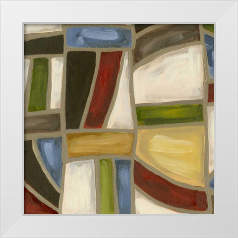Stained Glass Abstraction I White Modern Wood Framed Art Print by Deans, Karen