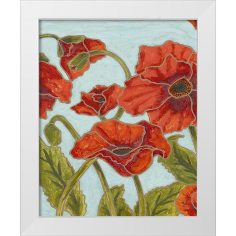 Poppy Talk I White Modern Wood Framed Art Print by Deans, Karen