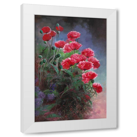 Vibrant Poppies White Modern Wood Framed Art Print by Bo, Li