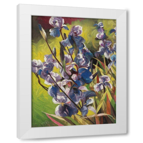 Iris Garden I White Modern Wood Framed Art Print by Bo, Li