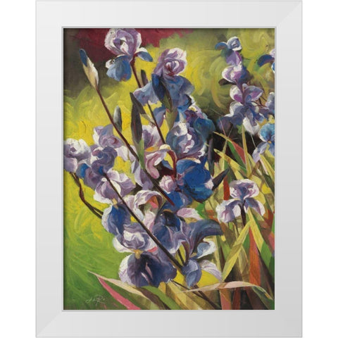Iris Garden I White Modern Wood Framed Art Print by Bo, Li