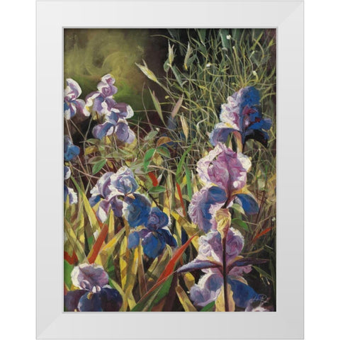 Iris Garden II White Modern Wood Framed Art Print by Bo, Li