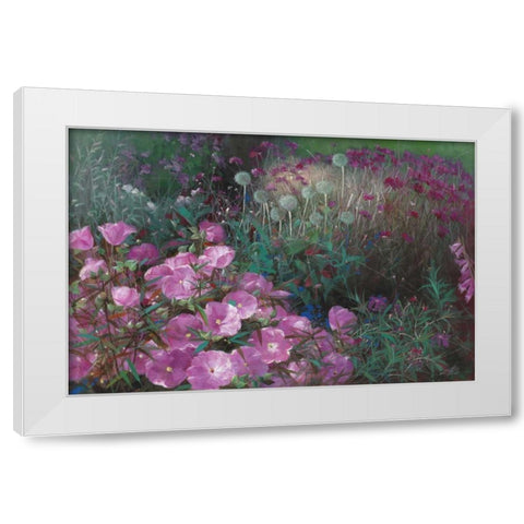 Violet Garden White Modern Wood Framed Art Print by Bo, Li