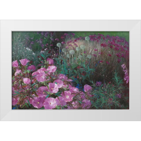 Violet Garden White Modern Wood Framed Art Print by Bo, Li