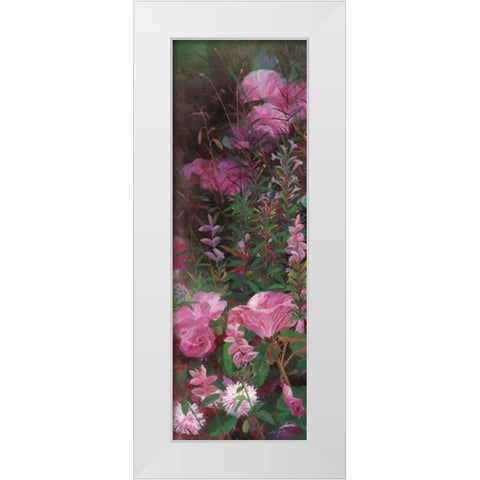 Pink Azalea Garden I White Modern Wood Framed Art Print by Bo, Li