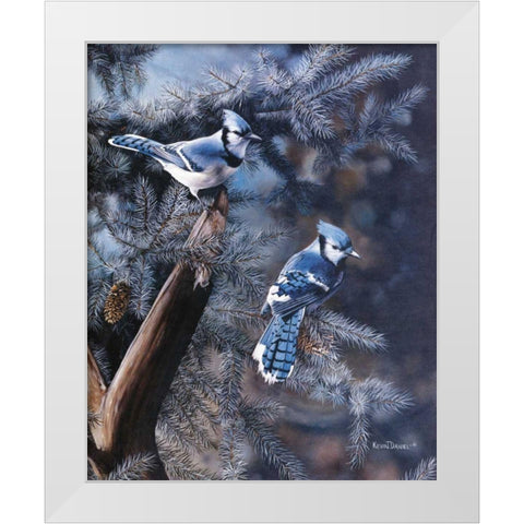 A Touch of Blue White Modern Wood Framed Art Print by Daniel, Kevin