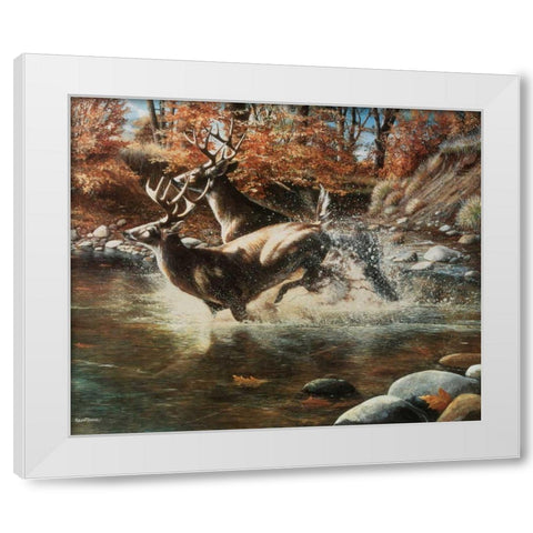 On the Run White Modern Wood Framed Art Print by Daniel, Kevin