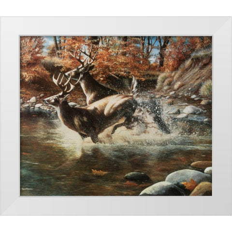 On the Run White Modern Wood Framed Art Print by Daniel, Kevin