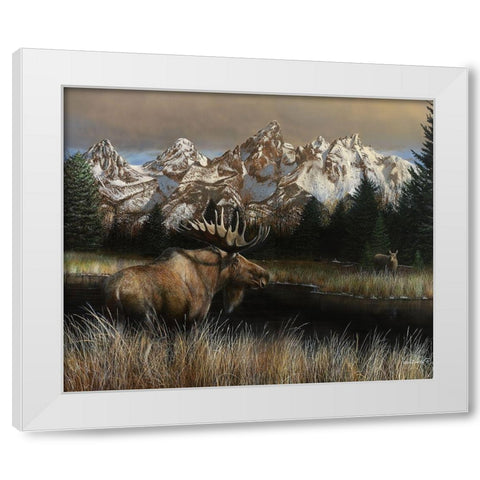 Teton Majesty White Modern Wood Framed Art Print by Daniel, Kevin